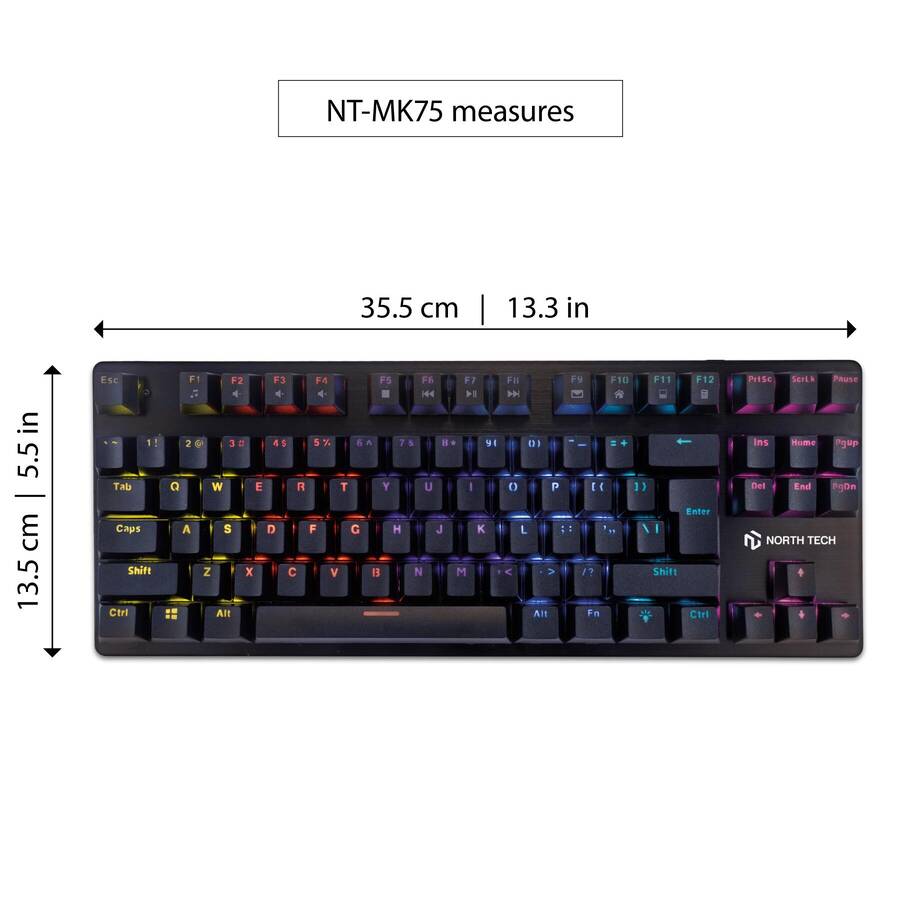 NORTH TECH teclado mecánico modelo NT-MK75 - medidas